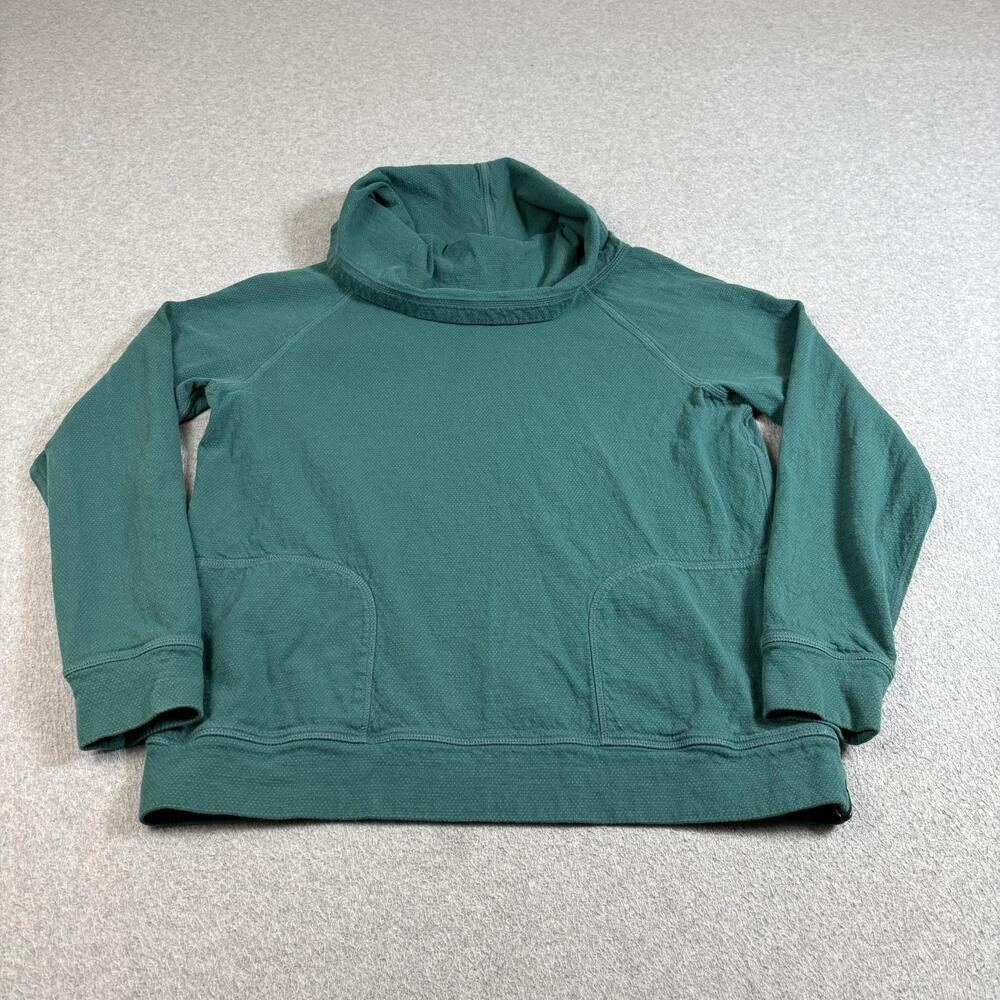 Patagonia Sweatshirt Womens Large Green Cowl Neck Pullover Pockets Hiking Cotton